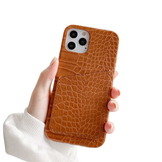 Crocodile Faux Leather Card Slot Case Compatible with iPhone - Crocodile Texture