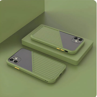 Green phone case with textured design on a green background