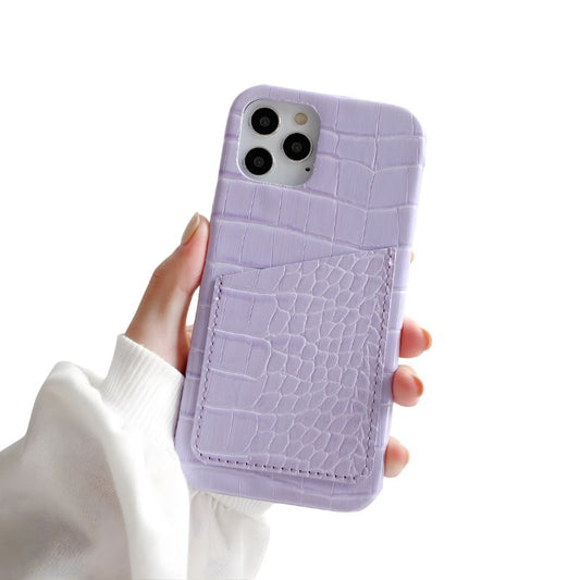 Crocodile Faux Leather Card Slot Case Compatible with iPhone - Crocodile Texture