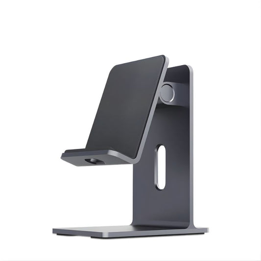 Black phone stand on a white background
